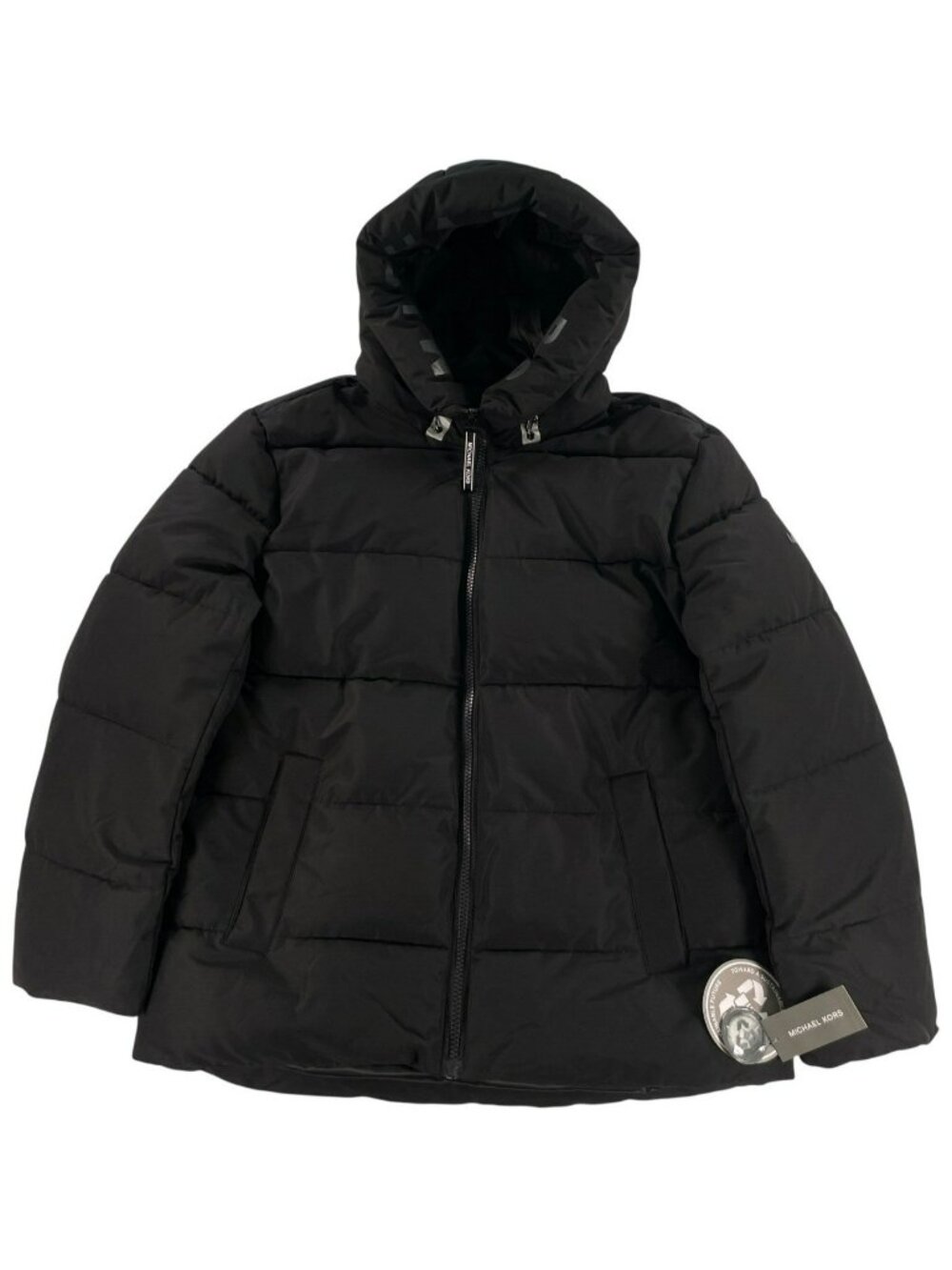 Michael Kors Jacket Black Quilted Hooded Puffer Men's Size Large MSRP $225 NEW